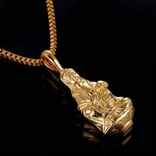 1pc Stainless Steel Solid Cast Buddha Pendant With Box Chain, Gold/Silver Dual Color Optional, Unisex, Streetwear, Business Commute, Daily Wear, Holiday Gift - PB029 Pendant Necklace - View 1