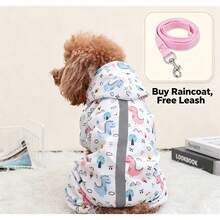 Waterproof Dog Raincoat Set, Including 1 Raincoat And Waterproof Drawstring, Available In Multiple Colors, Windproof And Waterproof, Fully Covered Design, Special Reflective Strip Double-Sided Design, Suitable For Dogs Of All Sizes - Pink - View 7