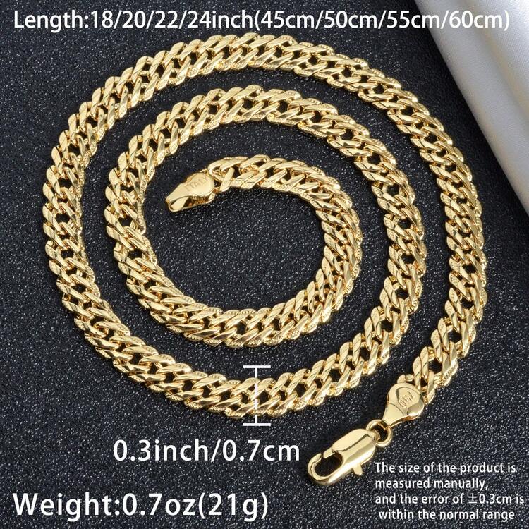 Dây chuyền xích đồng mạ vàng 14K 750 phong cách Ý sang trọng cho nữ, thiết kế đa năng phù hợp mặc hàng ngày, đi tiệc, lễ hội và dạ tiệc - Vàng - Xem 8
