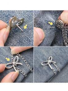1/3/5pcs Multi-Functional Plastic & Metal Clothing And Trouser Leg Clips, Star-Shaped, Heart-Shaped, And Bow-Knot Faux Pearl Design, Non-Slip Pant Length Adjuster, Prevents Trouser Legs From Dragging On The Ground, Suitable For Jeans, - Multicolor - View 6