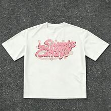 Cute Cotton Oversized T‑Shirt, Y2K 3D Bubble Sweets Yummy Candys Heart Star Graphic Drop Shoulder Tee For Travel Street Look - White - View 2
