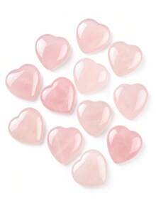 5/10/20/30 Pack 20mm Natural Crystal Heart Stones Healing Gemstone Palm Stone For Women Home Decor DIY Jewelry Making Reiki Gifts - Pink - View 3