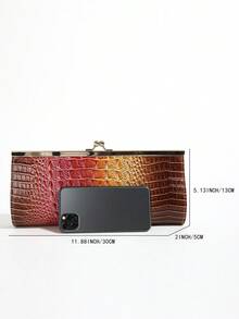 LJDCRFT Women's Fashion Crocodile-Textured Evening Bag, Kiss-Lock Frame Clutch, Suitable For Occasions Such As Balls, Weddings, And Cocktail Parties - Multicolor - View 8
