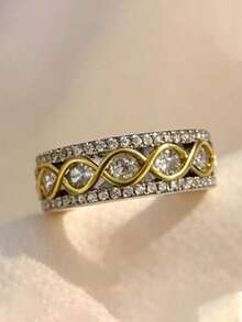 1/5-Piece Set Of Open Brass Rings Adorned With Cubic Zirconia Flowers – Suitable For Daily Wear And Weddings - Multicolor - View 6