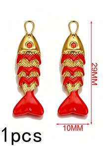 1 buah Liontin Ikan Enamel Gaya Laut Bohemian untuk Pembuatan Perhiasan, Liontin Ikan Warna-warni Stainless Steel untuk Perlengkapan Kalung dan Anting DIY - Liontin ikan - View 20