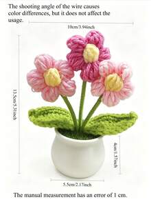 1pc Artificial Crochet Flower, Small Cute Durable, Dopamine Color, Desktop Decor, Baby Room Decoration, Holiday Gift, Daily Gift, Baby Baptism Decoration - Multicolor - View 10