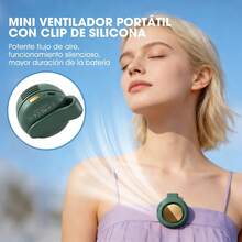 Ventilador eléctrico portátil silencioso mini sin aspas, ventilador con clip para camisa, ventilador de cuello manos libres de 3 velocidades, adecuado para uso al aire libre, viajes, oficina, accesorio de viaje, regalo, capacidad de batería: 1000mAh - Con clip - Ver 2