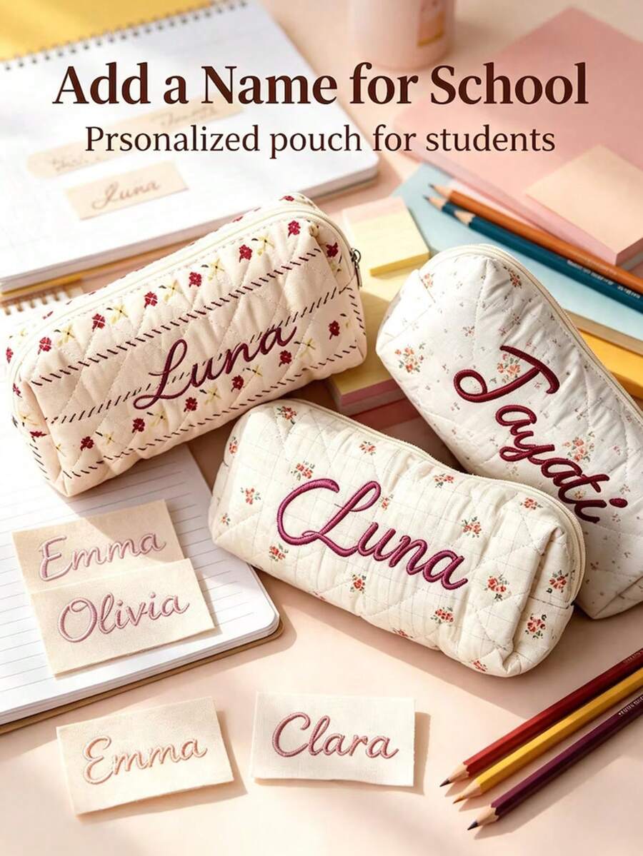 1pcPersonalized Embroidered Pencil Case, Customized Large Capacity Pencil Case, Stationery Storage, Customized Back To School Gifts - Multicolor - View 1