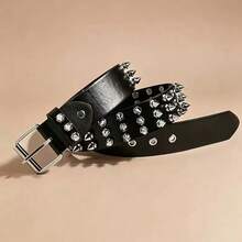 1pc Punk Rivet Cool Rock Heavy Metal Dark Style Belt - Black - View 3