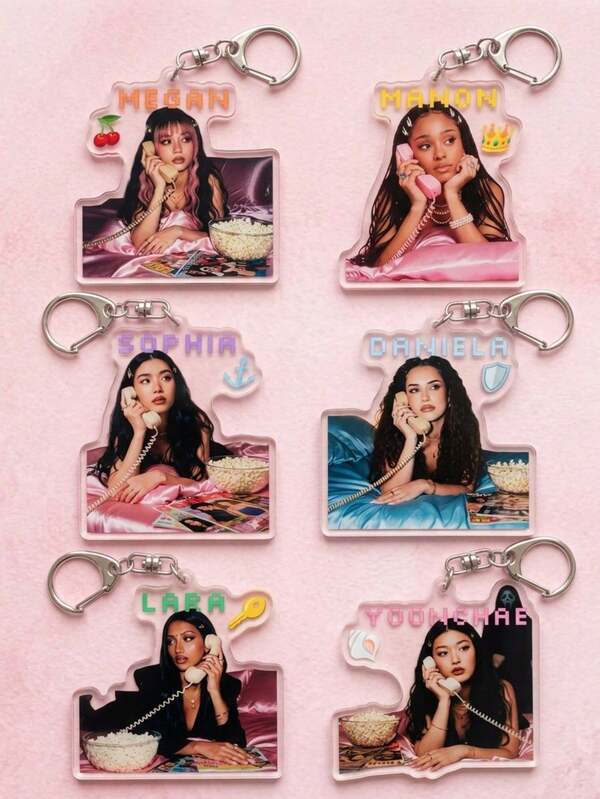 6pcs Katseye Girl Group Acrylic Keyring Packs, Can Be Used As Backpack Charm, Car Keychain Or Fan Collectible, Suitable For Daily Matching, Concert Support, Fan Meeting, Also A Special Gift For Fan Friends, Applicable For All Seasons.