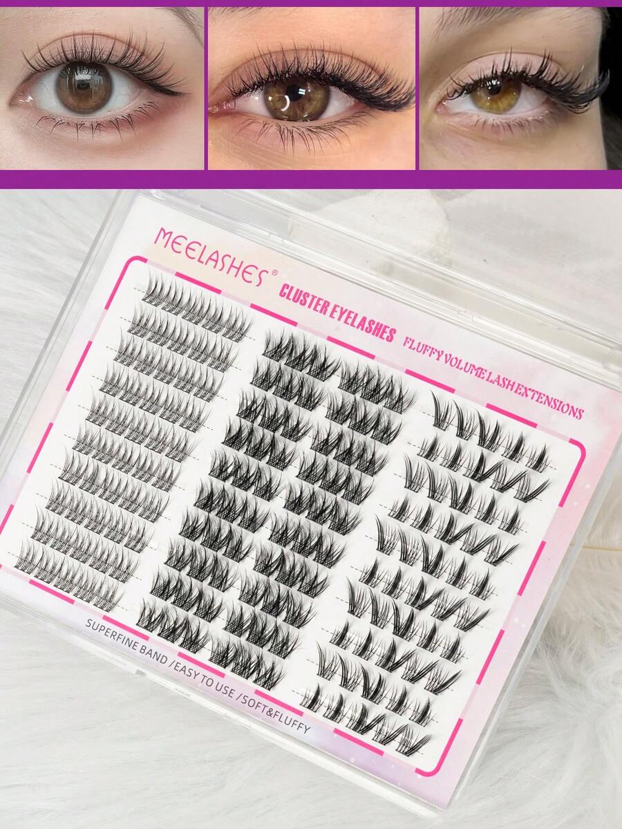 Glue-Free Mixed Style Large Capacity False Eyelashes, Cluster Style, Adjustable Density, Beginner-Friendly, Suitable For Commute And Date - View 1