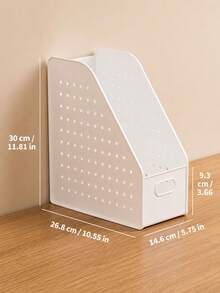 1pc White Multi-Grid Desktop File Organizer, Minimalist Modern Style Plastic Material, Slanted Opening Design, With Pegboard Side Hanging Basket, Multi-Functional Book File Stationery Storage Rack, Suitable For Study Office Daily Use, All Season - Multicolor - View 14