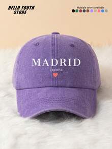 1pc Spanish Madrid Pattern Baseball Cap, Lightweight, Comfortable With Sweat-Absorbing And Sun-Protection Multifunctional Baseball Cap, Washed Vintage Hat, Suitable For Daily Outings And Everyday Use, Daily Outfit Decorative Hat - Madrid, Spain - View 6