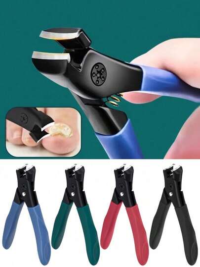 4 Colores Cortaúñas Profesional de Acero Inoxidable para Uñas Duras, Apertura Extra Grande para Recorte Fácil, Alta Calidad Duradero, Agarre Ergonómico Fácil, Impermeable Ultra Afilado, Adecuado para Uñas Duras y Gruesas, Estilo Clásico
