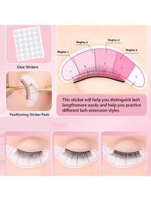 False Eyelash Tool Set, Model Head, Tweezers, Brush, Practice Eyelashes, Dense Eyelash Positioning Stickers, Cleaning Brush, Glue Ring Set, Tools For Beginners To Practice Eyelash Extensions - Dusty Pink - View 9