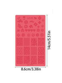 1pc Red Silicone Nail Art Mold, 3D Embossed Pattern Nail Art Pad, DIY Nail Carving Styling Tool, Suitable For Daily Nail Art And DIY Creation - Red - View 8