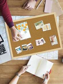 1pc Cork Bulletin Board, Oak Frame Pin Board, Office Home Decor, Information Board, Back To School Classroom Decoration Material - 1PC - View 2