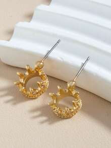 European And American Fashion Elegant Elegant Small Crown Stud Earrings, Suitable For Daily Wear, Parties And Gatherings - Gold - View 2