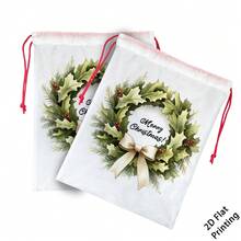 2pcs Christmas Theme Oversized Gift Bags, Christmas Wreath Bow Holly Leaf Gift Box Pattern Print, Can Be Used As Christmas Gift Bags, Decorative Props Yard Storage Bags, Create Christmas Atmosphere, Very Suitable For Holiday Gift Bags, Wedding Packaging, Birthday Party Gift Bags, Etc. - Multicolor - View 9
