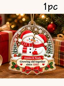 Customized Couple Christmas Ornament, Engravable Name & Date, Personalized Romantic Christmas Tree Decoration, Holiday Style, Customized Together Grow Old Keepsake, Customizable Christmas Ornament, Anniversary Gift, Christmas Gift, Christmas Decoration - Style C - View 7