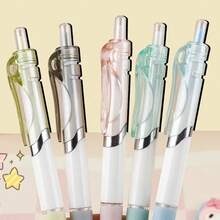 5 piezas/Set Bolígrafos de gel retráctiles color macaron de gelatina, punta fina ST de 0.5mm, tinta negra de secado rápido, escritura suave, estilo estético, papelería para estudiantes y oficina, adecuado para tomar notas y exámenes - A - Ver 7