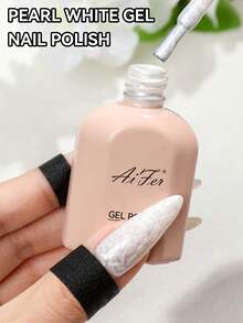 AiFer 1 Pc 15ml Pearl White Shimmer Gel Nail Polish Can Be Used With Different Background Colors To Make Threaded Nails - White - View 7