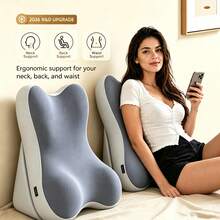 Bedside Reading Pillow, 2 Adjustable Memory Foam Triangular Pillows, Super Large Backrest, Suitable For Lying Down And Sitting Up, Suitable For Relaxation And Leg Raising, With Detachable Headrest, Washable Pillowcase, Suitable For Adults. - Black - View 2