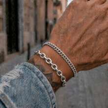 2Pcs/Set Simple Punk Silvery Stainless Steel Chain Bracelets For Men - Bracelet - View 10