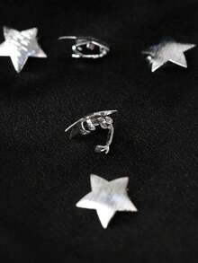 6pcs Star Shaped Hair Clips, Gold Metal Textured Bead Hair Clamps, Hair Accessories For Summer, Beach, Hair Styling, Head Accessories - Silver - View 4