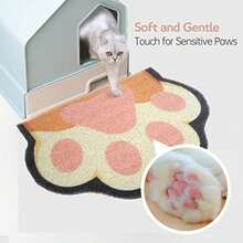 Cute Cat Litter Mat, Cat Litter Box Mat, Soft Touch, Easy To Clean, Non-Slip, Pet Supplies, White Paw Print - Multicolor - View 1
