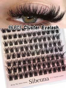 Sibeuna 96Clusters Reusable Individual Eyelashes Natural Look, 3D Fluffy Eyelash Clusters DIY Eyelash Extensions, Wispy Lash Clusters, Soft & Comfortable, Easy Wearing - D - View 1