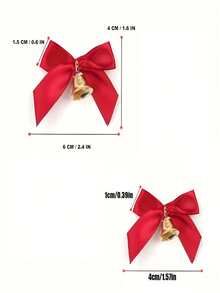 18pcs Red Mini Ribbon Bow Bells With Bell Caps Suitable For Holiday Gift Wrapping, Christmas Decorations, New Year Crafts - Satin Texture Bows, Craft Ribbon For DIY Present (No Feathers) - Multicolor - View 3
