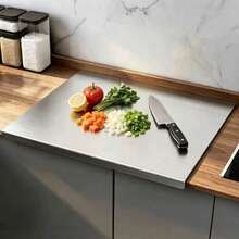 1pc Large 304 Stainless Steel Cutting Board, Kitchen Essential, With Lid And Non-Slip Pad, Suitable For Countertop, Can Be Used For Cutting Meat, Vegetables, Bread And Baking, Kitchen Tool Accessory Gift For Family - Multicolor - View 4