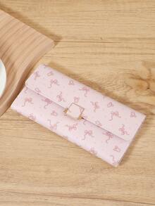 New Women's Long Button Wallet, Three Fold Multi Slot Simple Multi Slot Multi-Functional Wallet, Suitable For Outdoor Travel And Returning To School - Pink - View 4