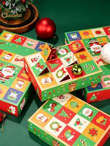 5/1pc Kotak Hadiah Natal Kosong DIY Kotak Kalender Advent Natal 2027, Kotak Hadiah Kalender Hitung Mundur 24 Hari, Kotak Dekorasi Hitung Mundur Natal untuk Dewasa, Buat dan Isi Sendiri Kotak Kalender Advent Anda, Hadiah Natal - A - View 2