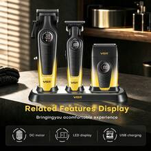 VGR Professional Hair Clipper Digital Display 3-In-1 Hair Clipper & Trimmer Electric Shaver Cordless Hair Clipper For Men V-196 S3/V-196+996 - Multicolor - View 6