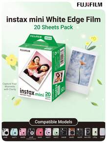 FujiFilm Instax Mini Instant Film With White Borders (20 Sheets) | Vivid Images, Stable Development, Compatible With Mini 13/Mini 12/11/SE/40//LiPlay And More Models | Preserve Your Life Memories - White - View 2