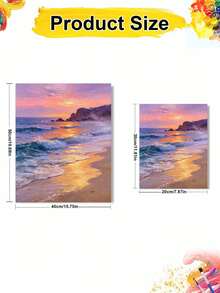 1pc Digital Oil Painting Set, Ocean Wave DIY Handmade Art, Home Wall Decor, Canvas Oil Painting Decoration, Holiday Gift, Includes Brushes And Paints - Sets - View 4