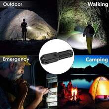 Mini Zoomable Super Bright Rechargeable Flashlight - 1pc/2pcs Set With USB Cable, Suitable For Power Outages, Outdoor Camping And Emergency Situations - Black - View 6
