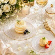 Luxury Gold Rim Design Dinner Plates, Elegant Dinnerware Set, Decorative Dessert Plates For Wedding Party, Christmas, Birthday, Family Dinner, Restaurant Table Decor, Modern Home Tableware - Multicolor - View 3