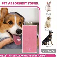 6pcs Dog Bath Brush Kit With Towel & Washing Gloves, Slicker Hair Grooming Brush For Shedding, Shampoo Scrubber For Dogs And Cats - Pink - View 6