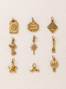 1pc Gold Rhinestone Pendant, Minimalist High-End Style, 18KPVD Gold Plated 316 Stainless Steel Material, Waterproof And Fade-Resistant, Suitable For Handmade Shop DIY, Factory Semi-Finished Product Production And Other Scenarios - Multicolor - View 3