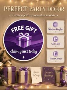 2D Flat Printed Text "Claim Free Gift Now" Round Metal Sign, Suitable For Mall Promotion, Home Decor, Halloween, Christmas Gifts - Multicolor - View 3