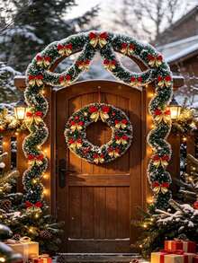 13pcs Christmas Ribbon Garland Set, With Red/Gold Bows, 78.74 Inch Christmas Ribbon, Hanging Decoration Tassels, DIY Indoor/Outdoor Decoration, Suitable For Holiday Party Decoration, Christmas Tree Decoration, Fireplace Decoration - Multiple Styles - View 8