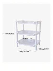 Rectangular 3-Tier Storage Rack (1pc Set) - Easy To Assemble Plastic Storage Unit, Suitable For Office, Bathroom, Kitchen, RV And Studio; A Product Combining Space-Saving Functionality With Modern Minimalist Style. - Pink - View 12