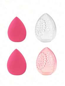 1/2pcs Beauty Sponge Makeup Storage Egg Powder Puff Makeup Egg-Shaped Transparent Holder Powder Puff Drying Box Makeup Accessories - Multicolor - View 10