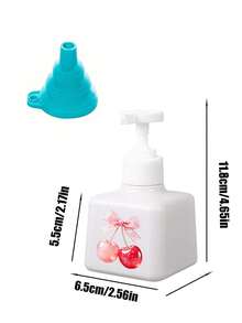 Cherry Pattern Press Type Pump Head Distributor, Foam Press Bottle Square, Thick Wall Lotion Bottle, Refillable Hand Sanitizer Distributor, Large Capacity Lotion Distribution Bottle, Equipped With Press Pump, Suitable For Bathroom Washstand, Hotel, - Multicolor - View 10