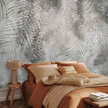 Wall Mural - Light And Shadow - Grey And White Composition With Floral Motif And Pattern - Self-adhesive - View 2