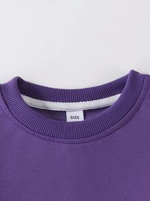 2pcs/Set Boys Crew Neck Sweatshirt Set, With 67 Design, Paired With Simple Casual Wide Leg Pants, Suitable For Autumn/Winter Holiday/Travel Fashion Outfit - Purple - View 10
