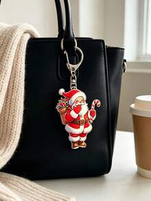 Santa Claus Series Pattern Keychain, Multiple Styles Available, Party Pendant, Multi-Functional Keychain Decoration, Phone Charm, Backpack Charm, Key Charm, Car Charm, Party Fashion Accessory, Fun 2D Acrylic Accessory, Suitable For Backpack, Bag, Car Key Charm And Daily Use, Great Choice For Couple Gift, Party Supplies, Christmas, Halloween Gift - Multicolor - View 8